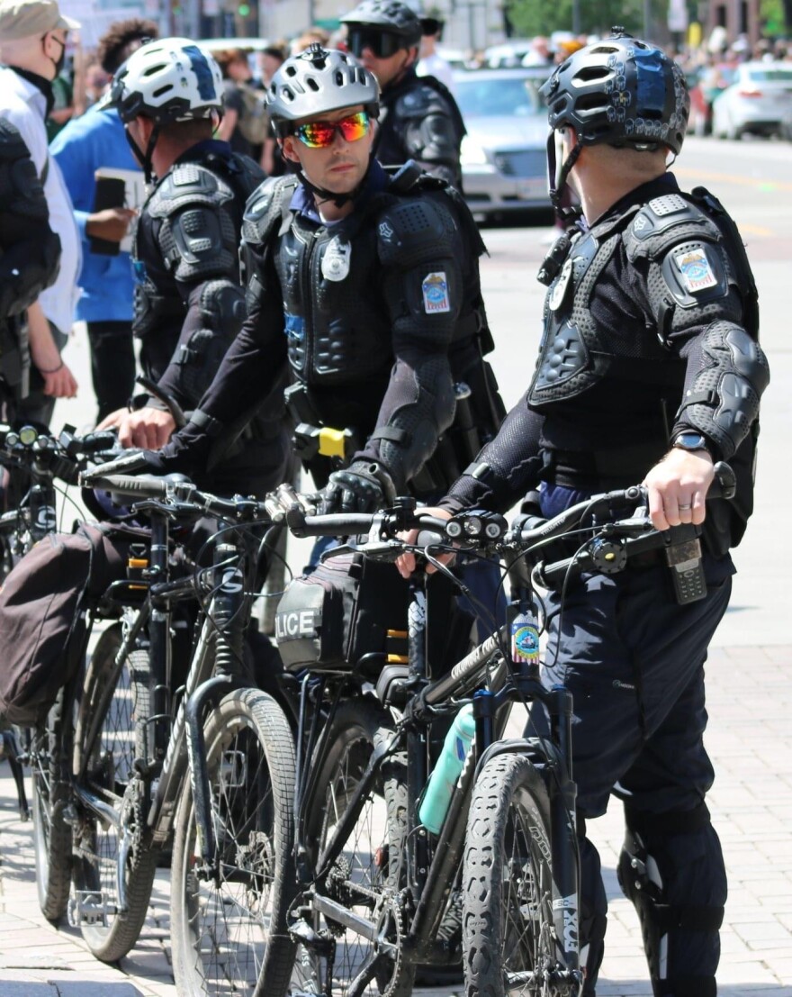 Police on bikes at Saturday's rally